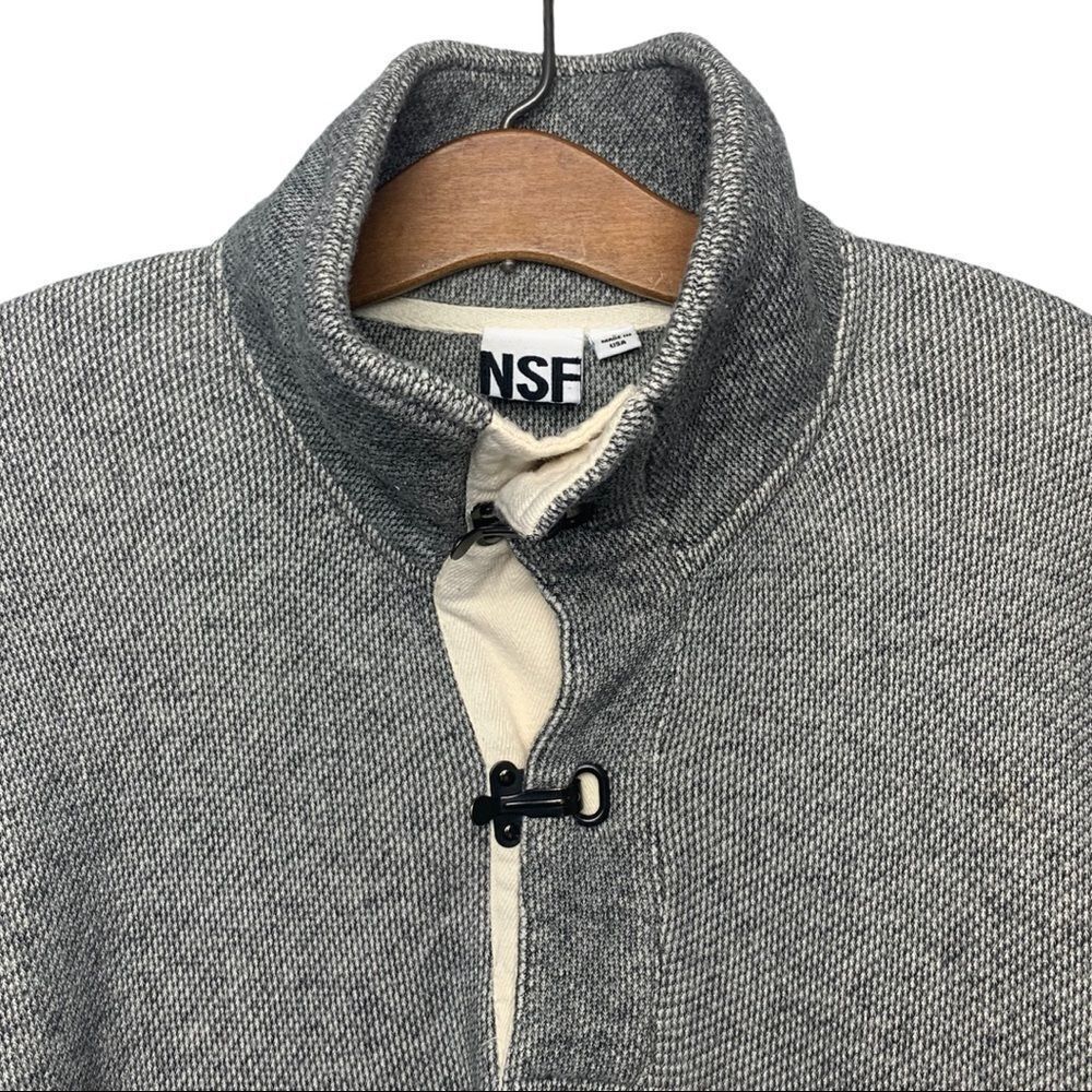 Nsf Grey High Neck Collared Toggle Pullover Knit … - image 4